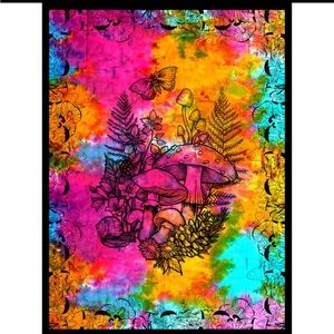 Vibrant Multicolor Mushroom Tapestry